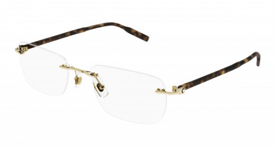 Montblanc MB0221O Eyeglasses, 006 - GOLD with HAVANA temples and TRANSPARENT lenses