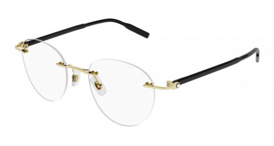 Montblanc MB0224O Eyeglasses, 001 - GOLD with BLACK temples and TRANSPARENT lenses