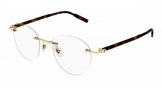 Montblanc MB0224O Eyeglasses, 002 - GOLD with HAVANA temples and TRANSPARENT lenses