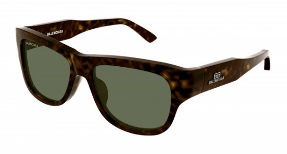 Balenciaga BB0211S Sunglasses, 002 - HAVANA with GREEN lenses
