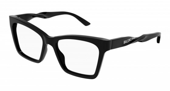 Balenciaga BB0210O Eyeglasses, 001 - BLACK with TRANSPARENT lenses