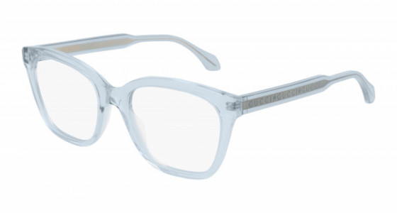 Gucci GG0566ON Eyeglasses, 003 - LIGHT-BLUE with TRANSPARENT lenses