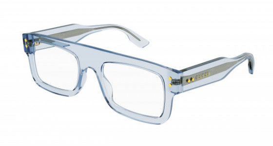 Gucci GG1085O Eyeglasses, 004 - LIGHT-BLUE with TRANSPARENT lenses