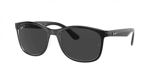 Ray-Ban RB4374 Sunglasses, 603948 BLACK ON TRANSPARENT POLAR BLA (BLACK)