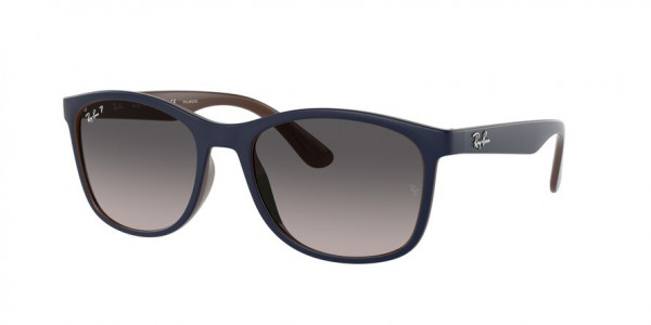 Ray-Ban RB4374 Sunglasses, 6601M3 MATTE BLUE ON BROWN GREY GRADI (BLUE)