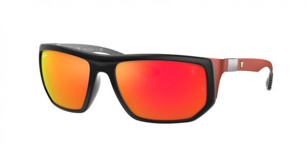 Ray-Ban RB8361M Sunglasses, F6476Q MATTE BLACK BROWN MIRROR ORANG (BLACK)