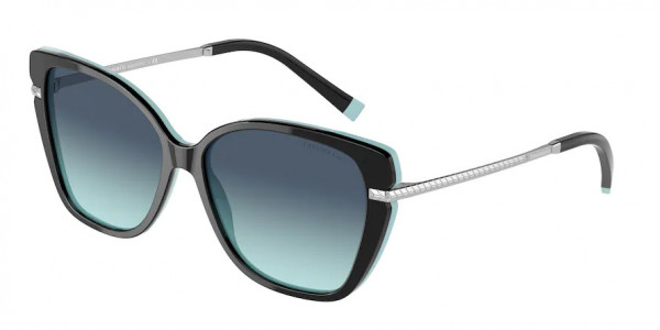 Tiffany & Co. TF4190 Sunglasses, 80559S BLACK ON TIFFANY BLUE AZURE GR (BLACK)