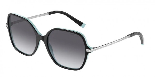Tiffany & Co. TF4191 Sunglasses, 80553C BLACK ON TIFFANY BLUE GREY GRA (BLACK)