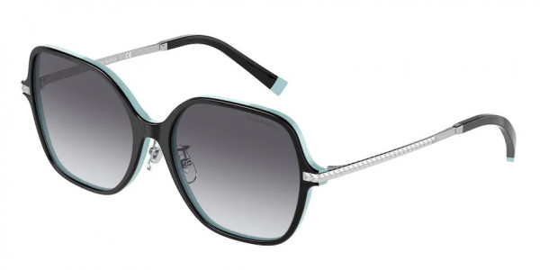 Tiffany & Co. TF4191F Sunglasses, 80553C BLACK ON TIFFANY BLUE GREY GRA (BLACK)
