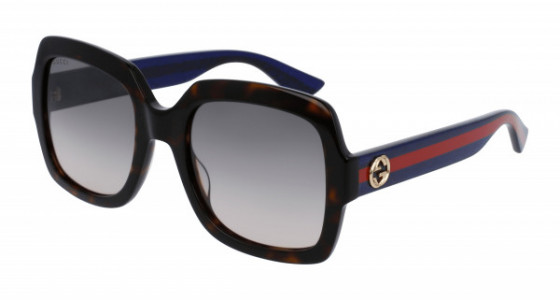 Gucci GG0036SN Sunglasses, 004 - HAVANA with BLUE temples and BROWN lenses