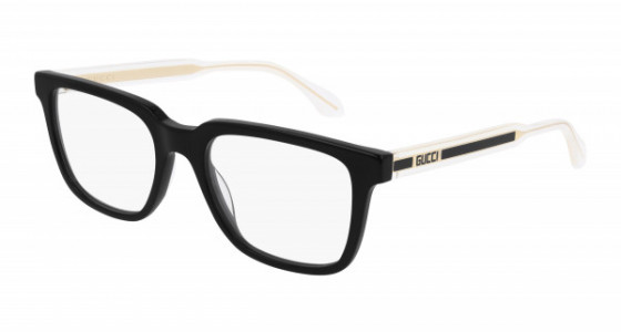 Gucci GG0560ON Eyeglasses, 005 - BLACK with CRYSTAL temples and TRANSPARENT lenses
