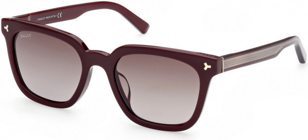 Bally BY0085-H Sunglasses, 69T - Shiny Bordeaux & Transp. Grey W. Rose Gold Core / Gradient Red Lenses