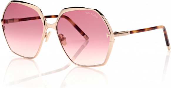 Tom Ford FT0912 Fonda-02 Sunglasses, 28T - Rose Gold With Gradient Rose Lenses