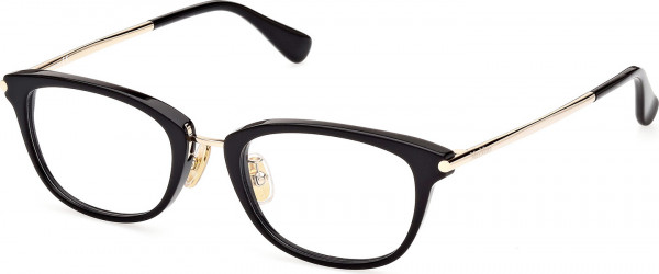 Max Mara MM5043-D Eyeglasses, 001 - Shiny Black / Shiny Pale Gold