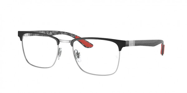 Ray-Ban Optical RX8421 Eyeglasses, 2861 BLACK ON SILVER (BLACK)