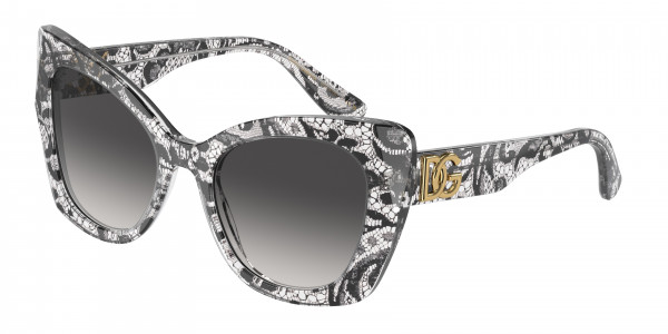 Dolce & Gabbana DG4405 Sunglasses, 32878G BLACK LACE GREY GRADIENT BLACK (BLACK)