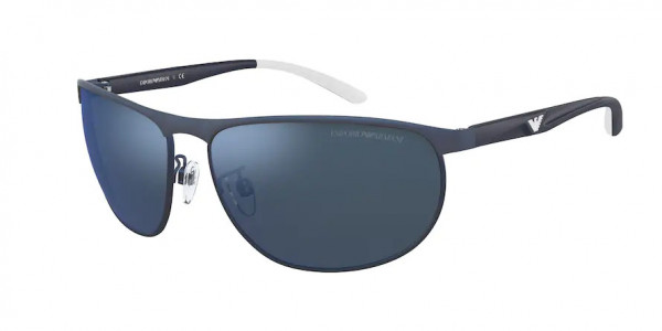 Emporio Armani EA2124 Sunglasses, 301855 MATTE BLUE BLUE MIRROR BLUE (BLUE)