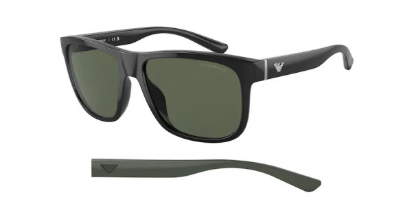 Emporio Armani EA4182U Sunglasses, 501771 SHINY BLACK DARK GREEN (BLACK)