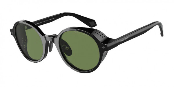 Giorgio Armani AR8154 Sunglasses, 58754E SHINY BLACK GREEN (BLACK)