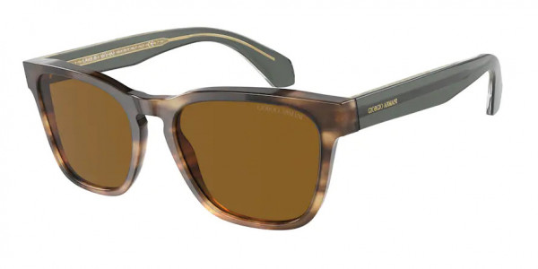 Giorgio Armani AR8155F Sunglasses, 594233 OPAL STRIPED BROWN BROWN (BROWN)