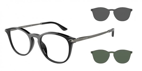 Giorgio Armani AR8159U Sunglasses, 50011W BLACK CLEAR (BLACK)