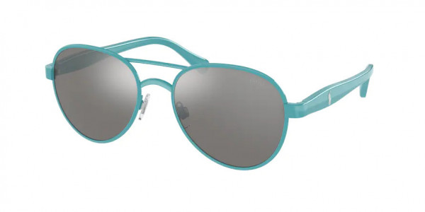 Polo PH3141 Sunglasses, 94426G SHINY COVE BLUE LIGHT GREY MIR (BLUE)