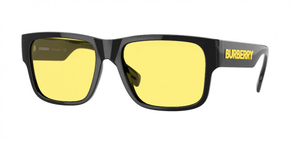 Burberry BE4358 KNIGHT Sunglasses, 300185 KNIGHT BLACK YELLOW (BLACK)