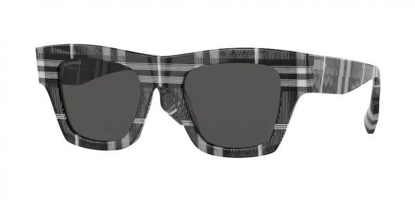 Burberry BE4360 ERNEST Sunglasses, 399487 ERNEST CHECK WHITE/BLACK DARK (WHITE)