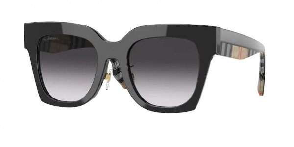 Burberry BE4364F KITTY Sunglasses, 39428G KITTY BLACK GREY GRADIENT (BLACK)