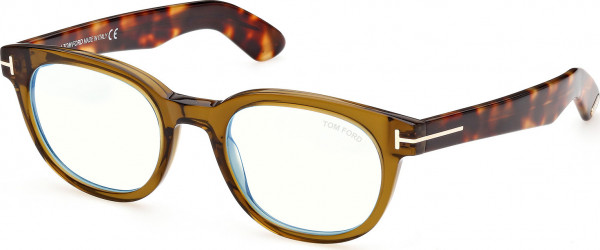 Tom Ford FT5807-B Eyeglasses, 096 - Shiny Dark Green / Dark Havana