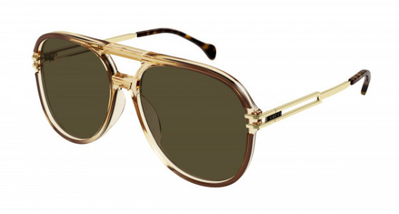 Gucci GG1104S Sunglasses, 002 - BROWN with GOLD temples and BROWN lenses