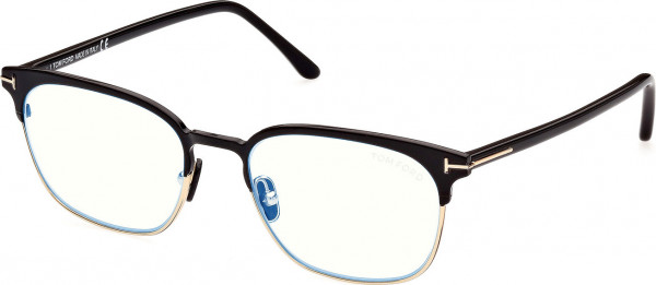 Tom Ford FT5799-B Eyeglasses, 005 - Shiny Pale Gold / Shiny Black