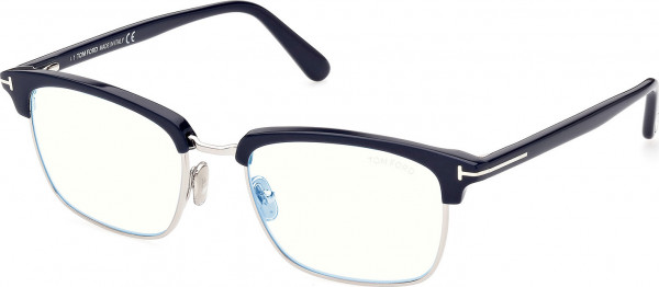 Tom Ford FT5801-B Eyeglasses, 090 - Shiny Palladium / Shiny Blue
