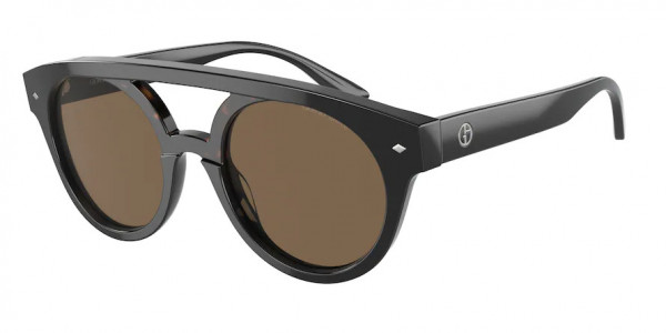 Giorgio Armani AR8163 Sunglasses, 500173 BLACK/HAVANA DARK BROWN (BLACK)