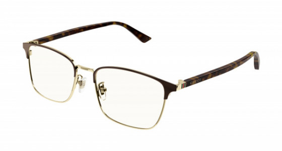 Gucci GG1124OA Eyeglasses, 002 - BROWN with HAVANA temples and TRANSPARENT lenses