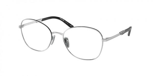 Prada PR 64YV Eyeglasses, GAQ1O1 SILVER/BLACK (SILVER)