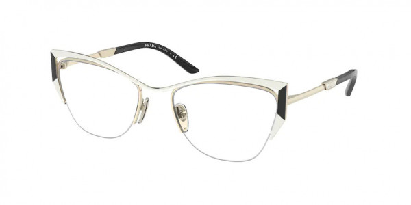 Prada PR 63YV Eyeglasses, 11A1O1 TALC/BLACK/PALE GOLD (WHITE)