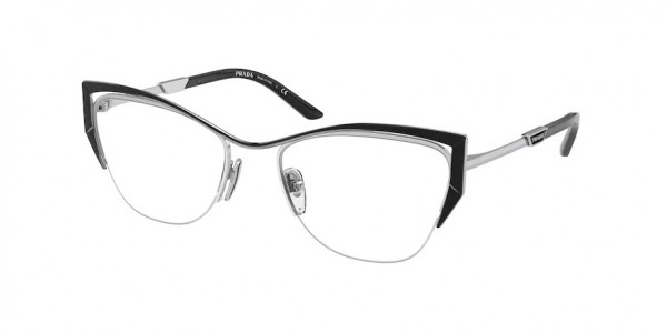 Prada PR 63YV Eyeglasses, GAQ1O1 SILVER/BLACK (SILVER)