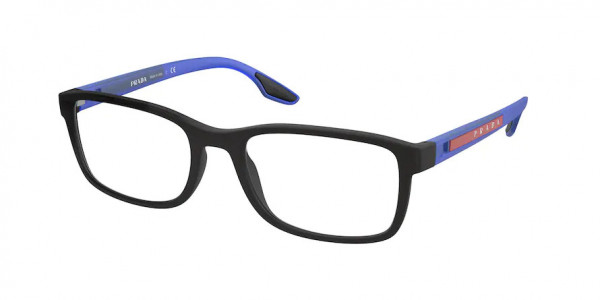 Prada Linea Rossa PS 09OV Eyeglasses, 15C1O1 BLACK RUBBER (BLACK)