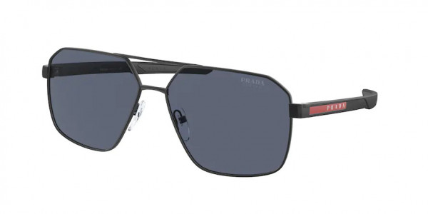 Prada Linea Rossa PS 55WS Sunglasses, DG009R BLACK RUBBER BLUE (BLACK)