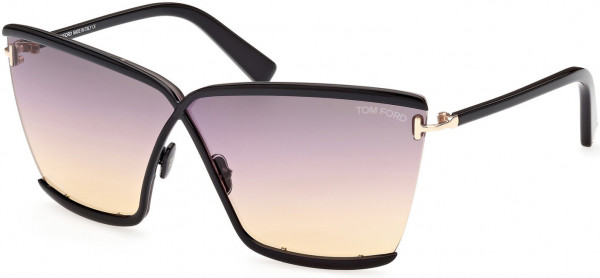 Tom Ford FT0936 Elle-02 Sunglasses, 01B - Shiny Black  / Gradient Smoke, Orange, & Pink Lenses