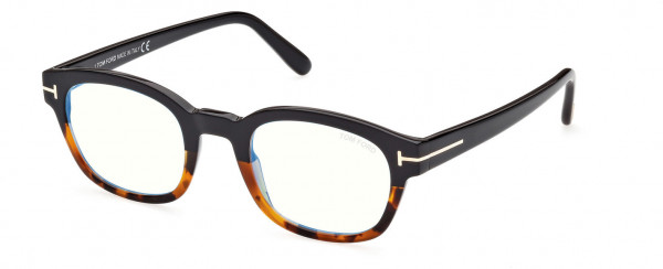 Tom Ford FT5808-B Eyeglasses, 005 - Shiny Black & Classic Havana, 