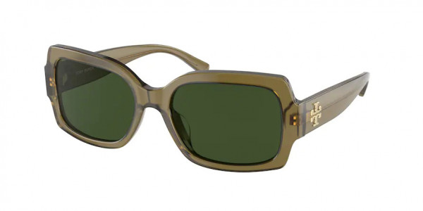 Tory Burch TY7135UM Sunglasses, 135471 MILKY OLIVE SOLID DARK GREEN (GREEN)