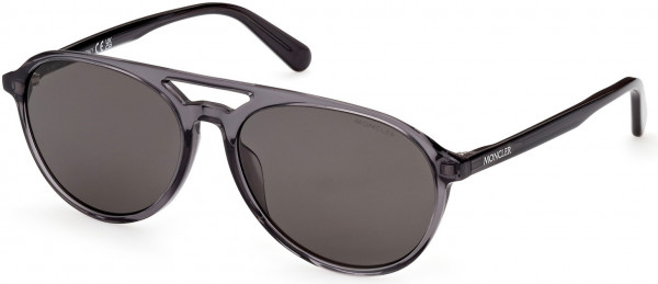 Moncler ML0228 Sunglasses, 01D - Transparent Dark Grey / Polarized Smoke Lenses