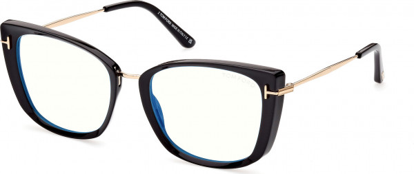 Tom Ford FT5816-B Eyeglasses, 001 - Shiny Black / Shiny Rose Gold