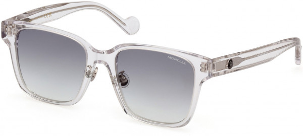 Moncler ML0235-K Sunglasses, 26B - Shiny Transparent Crystal / Gradient Smoke Lenses