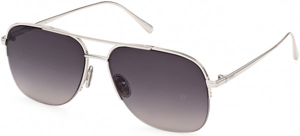 Omega OM0034 Sunglasses, 16B - Shiny Palladium / Gradient Smoke With Silver Mirror Lenses