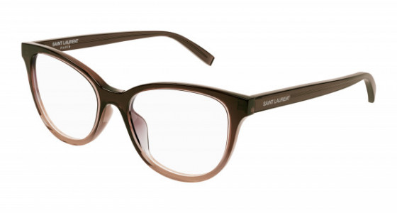 Saint Laurent SL 504 Eyeglasses, 004 - BROWN with TRANSPARENT lenses