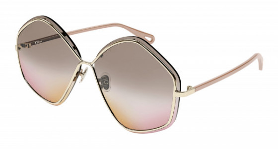 Chloé CH0065S Sunglasses, 002 - GOLD with NUDE temples and BROWN lenses