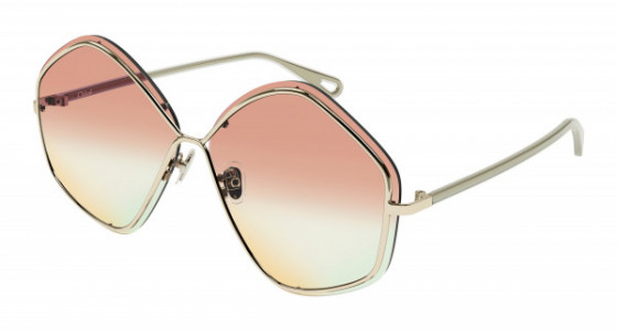 Chloé CH0065S Sunglasses, 003 - GOLD with GREEN temples and ORANGE lenses
